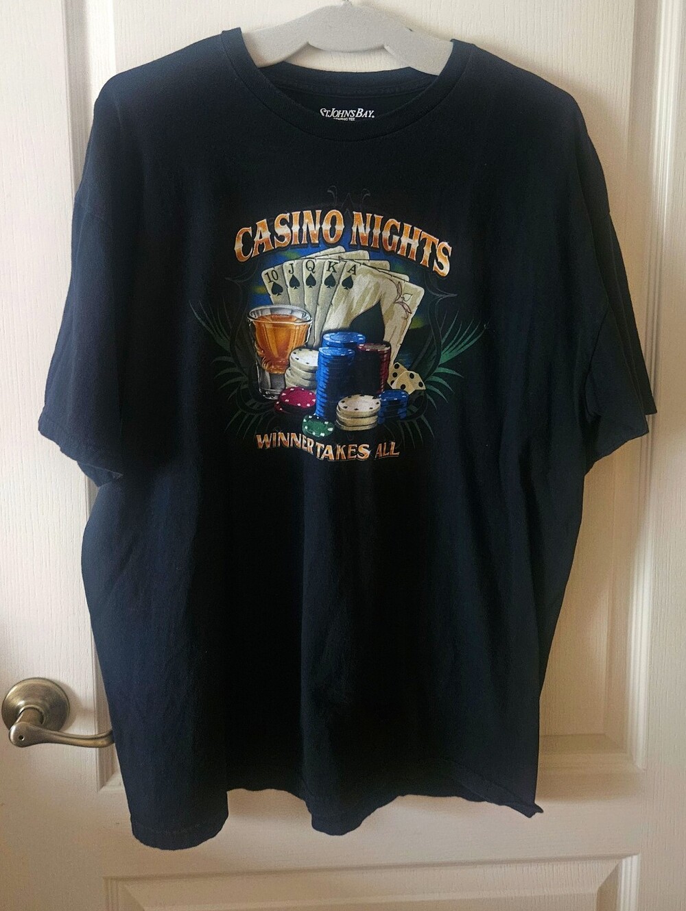 Casiono NIGHTS winner Takes All BLACK tee Shirt Cards Poker Chips XL St Johns By